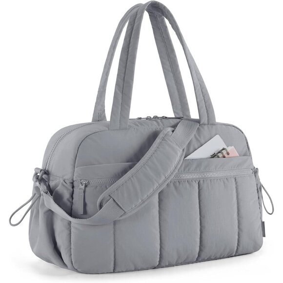 Women Gray Lilac Imported Lightweight Water Resistant Travel Gym Carry On Bag - Picture 1 of 7